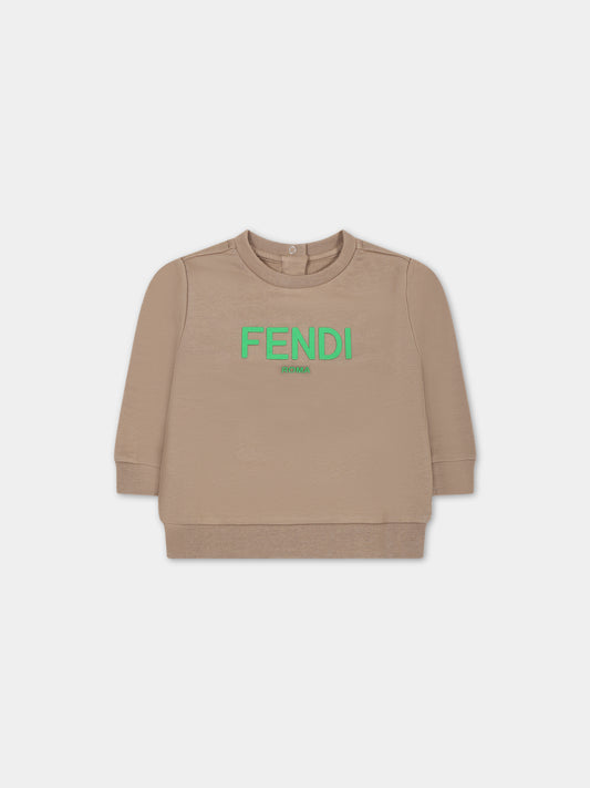 Felpa marrone per neonato con logo,Fendi Kids,BUH054 5V0 F14S6
