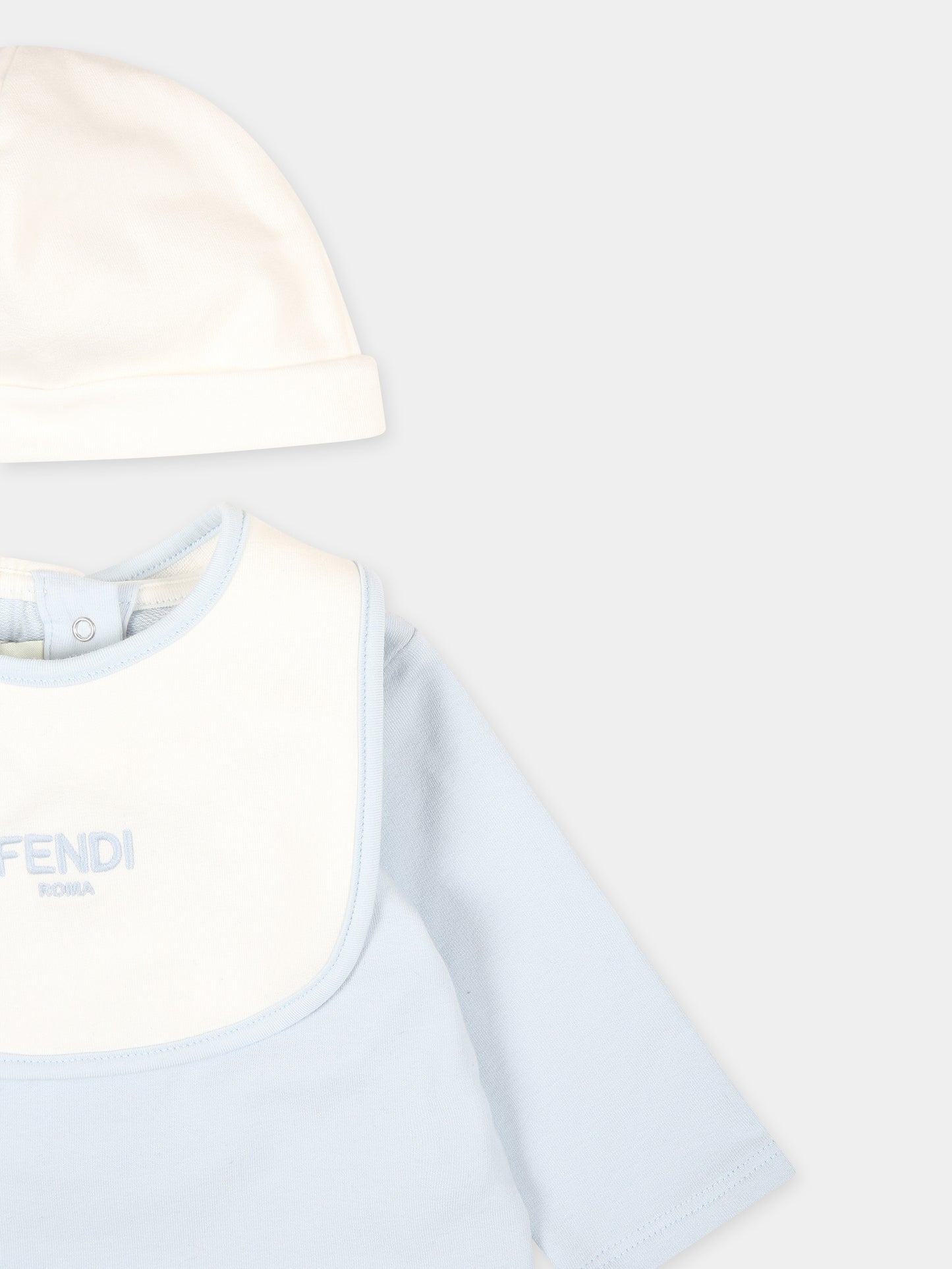 Set celeste per neonato con logo,Fendi Kids,BUK103 8RA F19J4