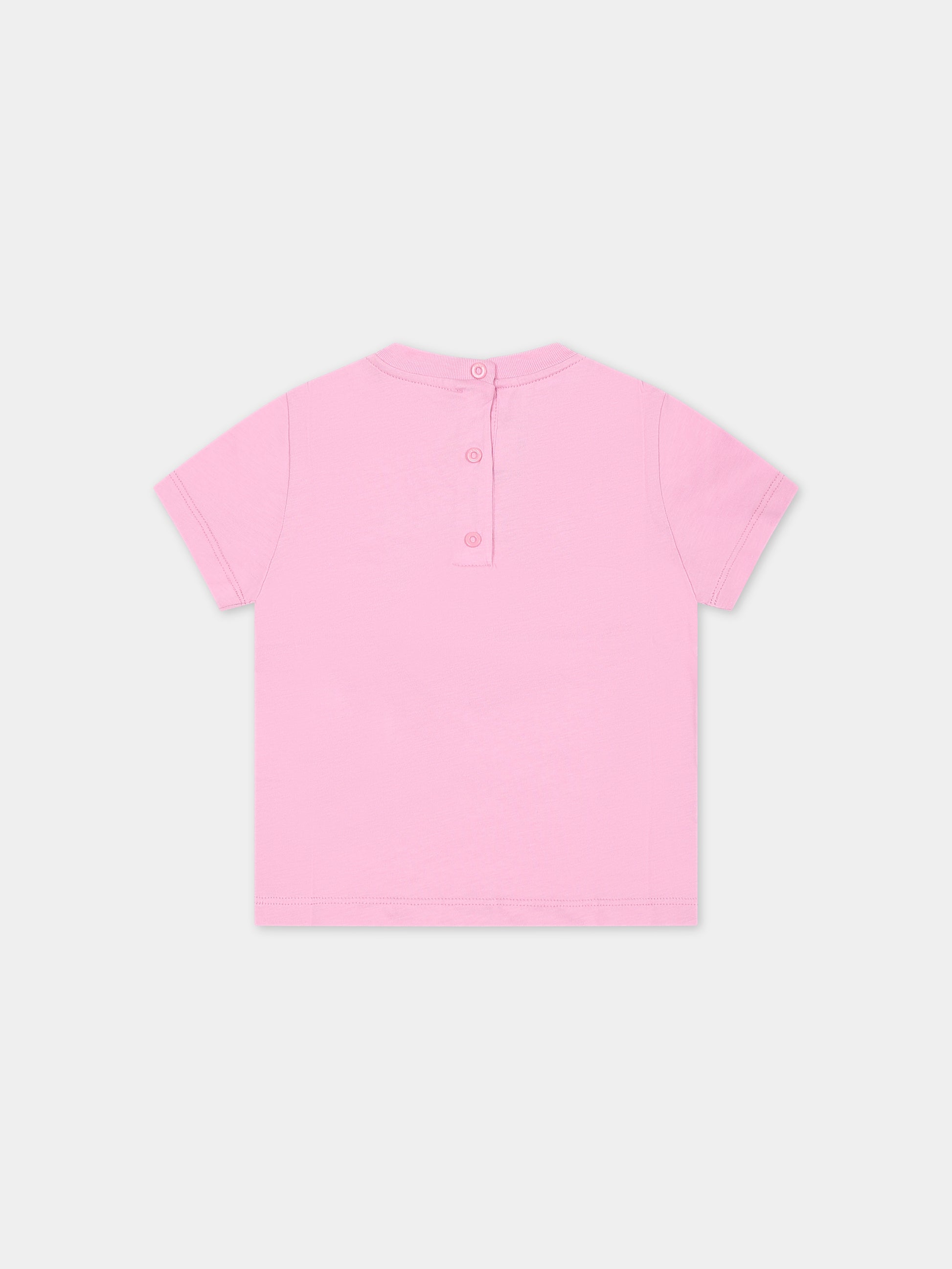 T-shirt rosa per neonata con logo,Fendi Kids,BUI054 7AJ F1LYB