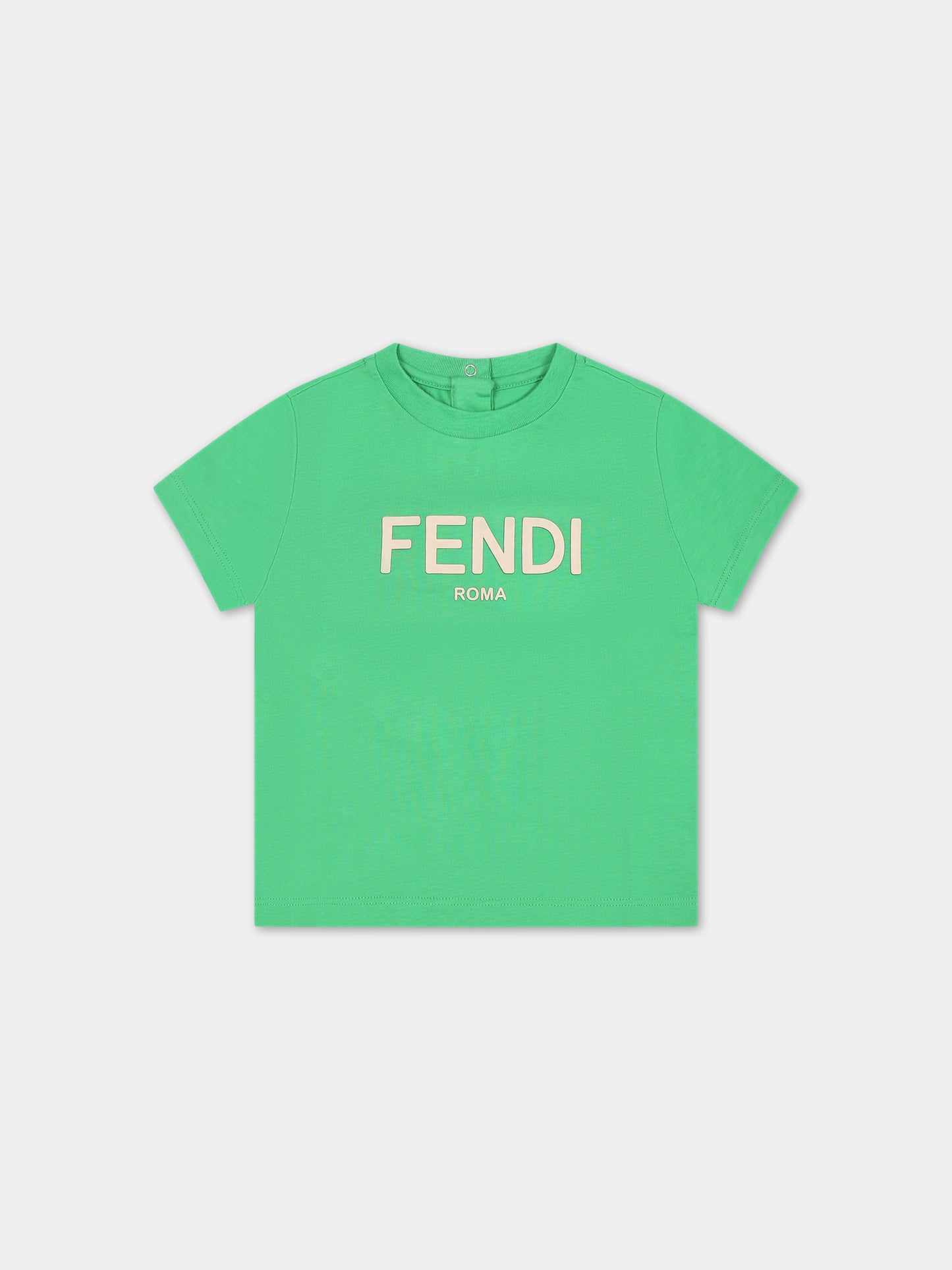 T-shirt verde per neonati con logo,Fendi Kids,BUI054 7AJ F1LYH