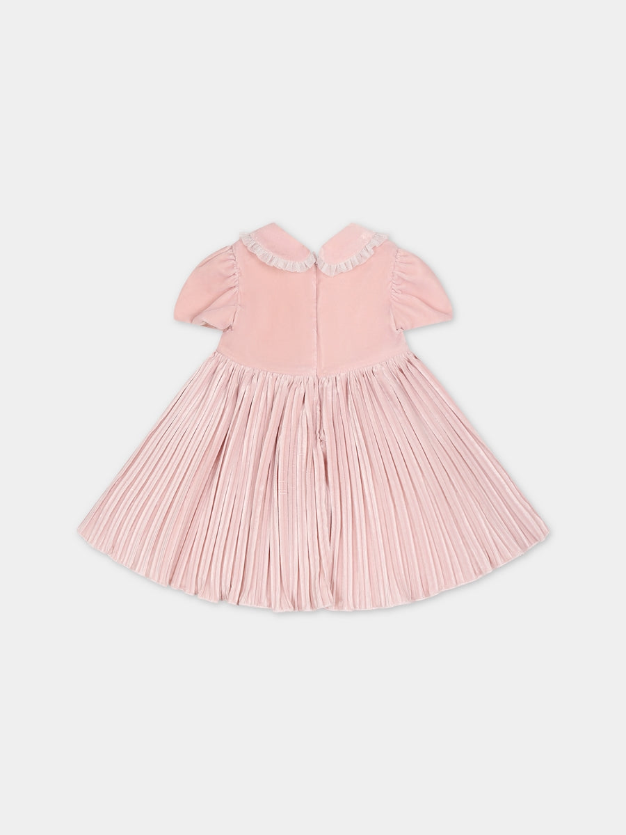 Vestito rosa per neonata con rosa,Monnalisa,73B902 2803 0092