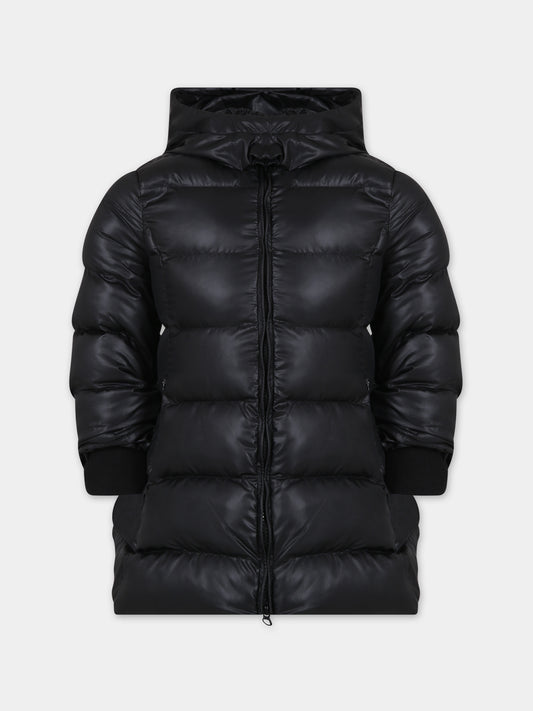 Piumino nero per bambina con logo,Monnalisa,17B100 2040 0050