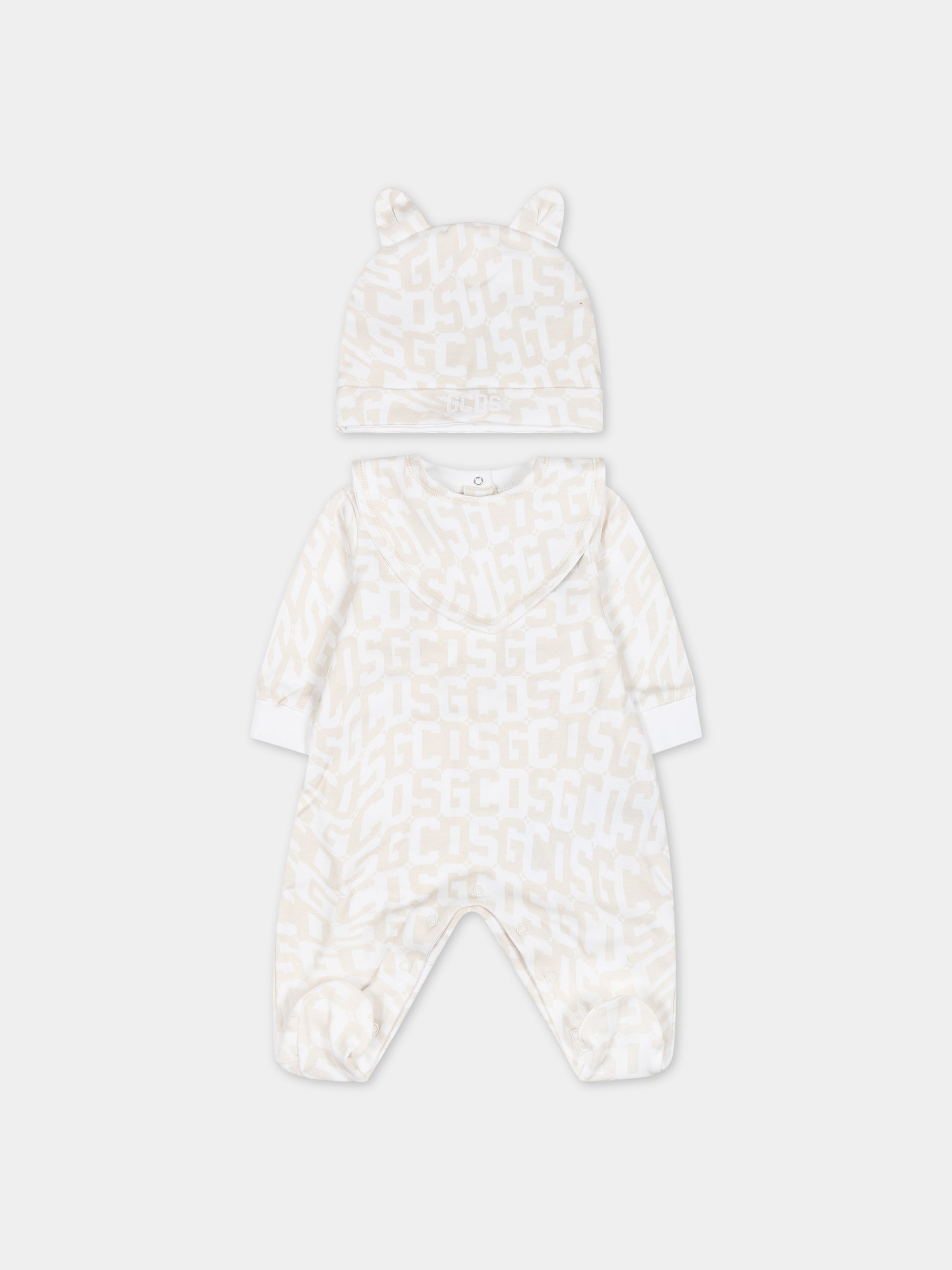 Set avorio per neonati con logo,Gcds Kids,GUY010 LAB77 85016