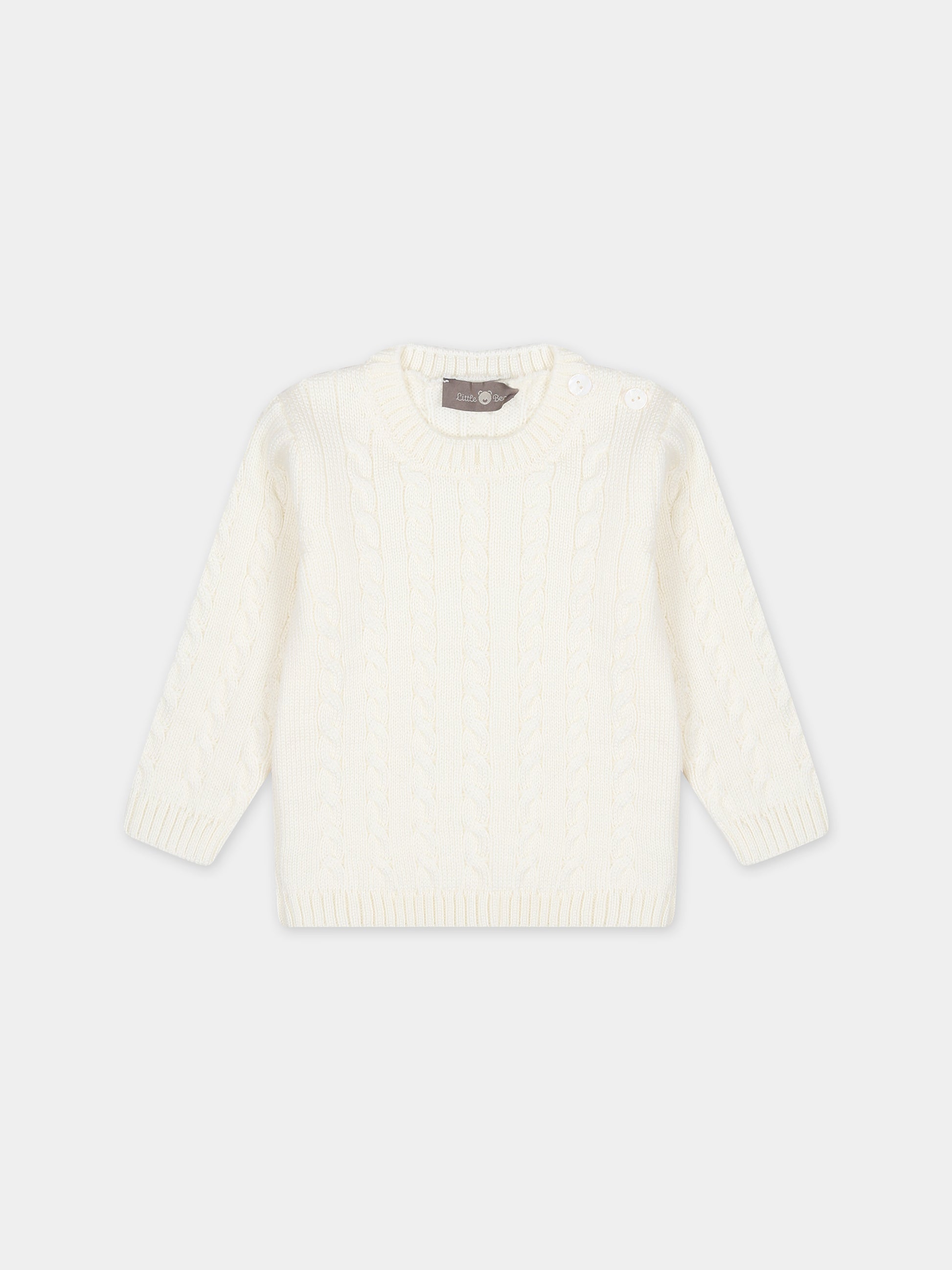 Maglione bianco per neonati,Little Bear,7164 LATTE