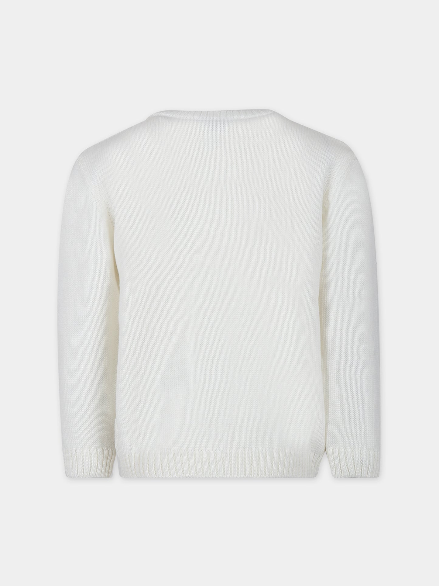 Maglione bianco per bambino con rombi,Little Bear,7154 LATTE