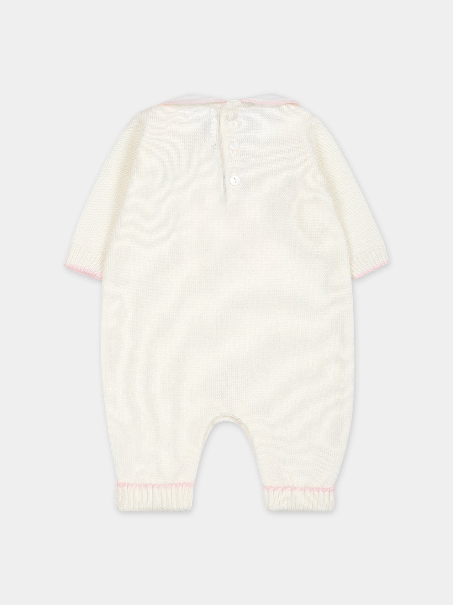 Tutina avorio per neonata con fiocco,Little Bear,7132 LATTE/CIPRIA