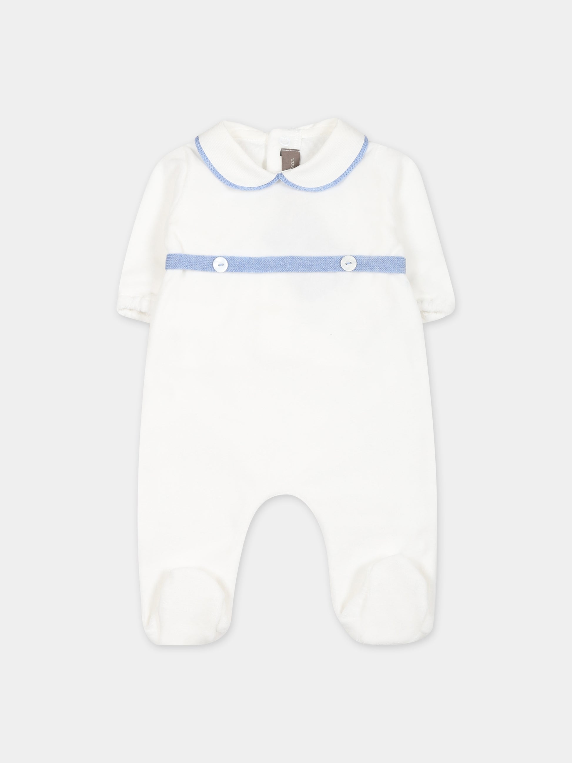 Tutina bianca per neonato,Little Bear,7038 LATTE/AZZURRO