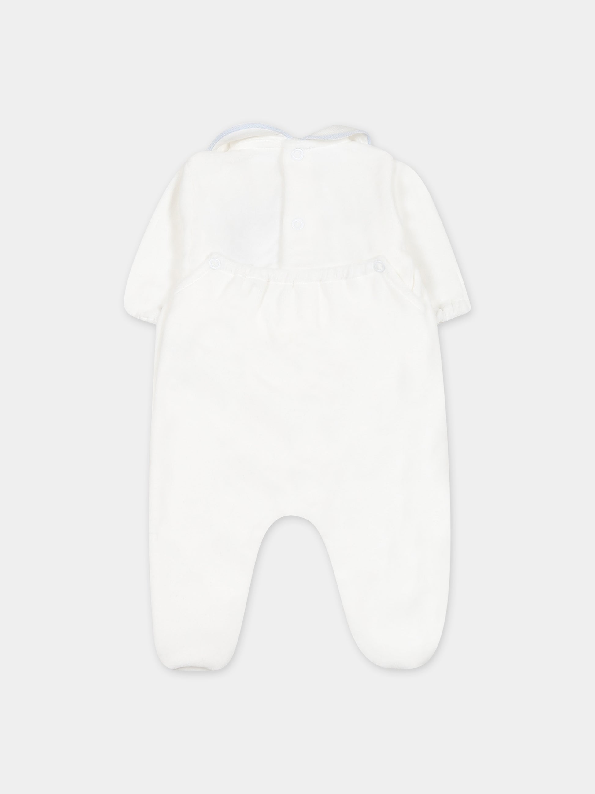 Tutina bianca per neonato con pois,Little Bear,7039 LATTE/CIELO