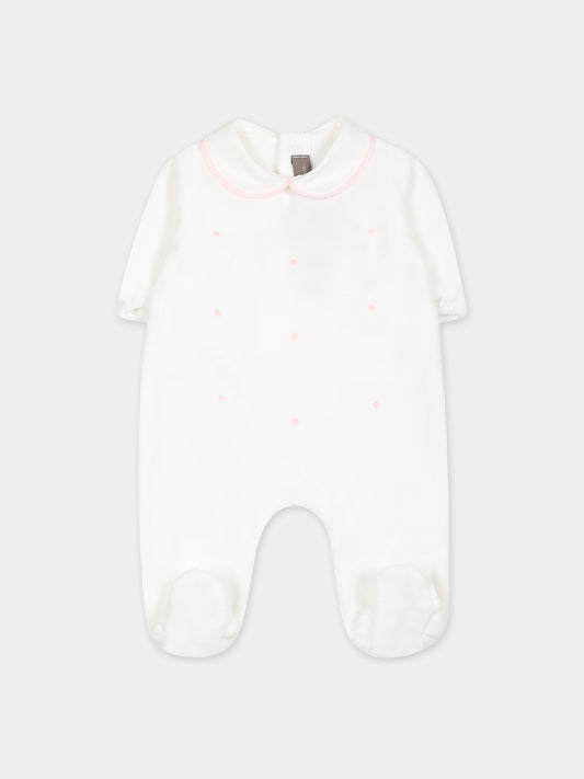 Tutina bianca per neonata,Little Bear,7039 LATTE/ROSA