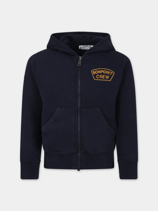 Felpa blu per bambino con logo,Bonpoint,W03BSWK00006 070