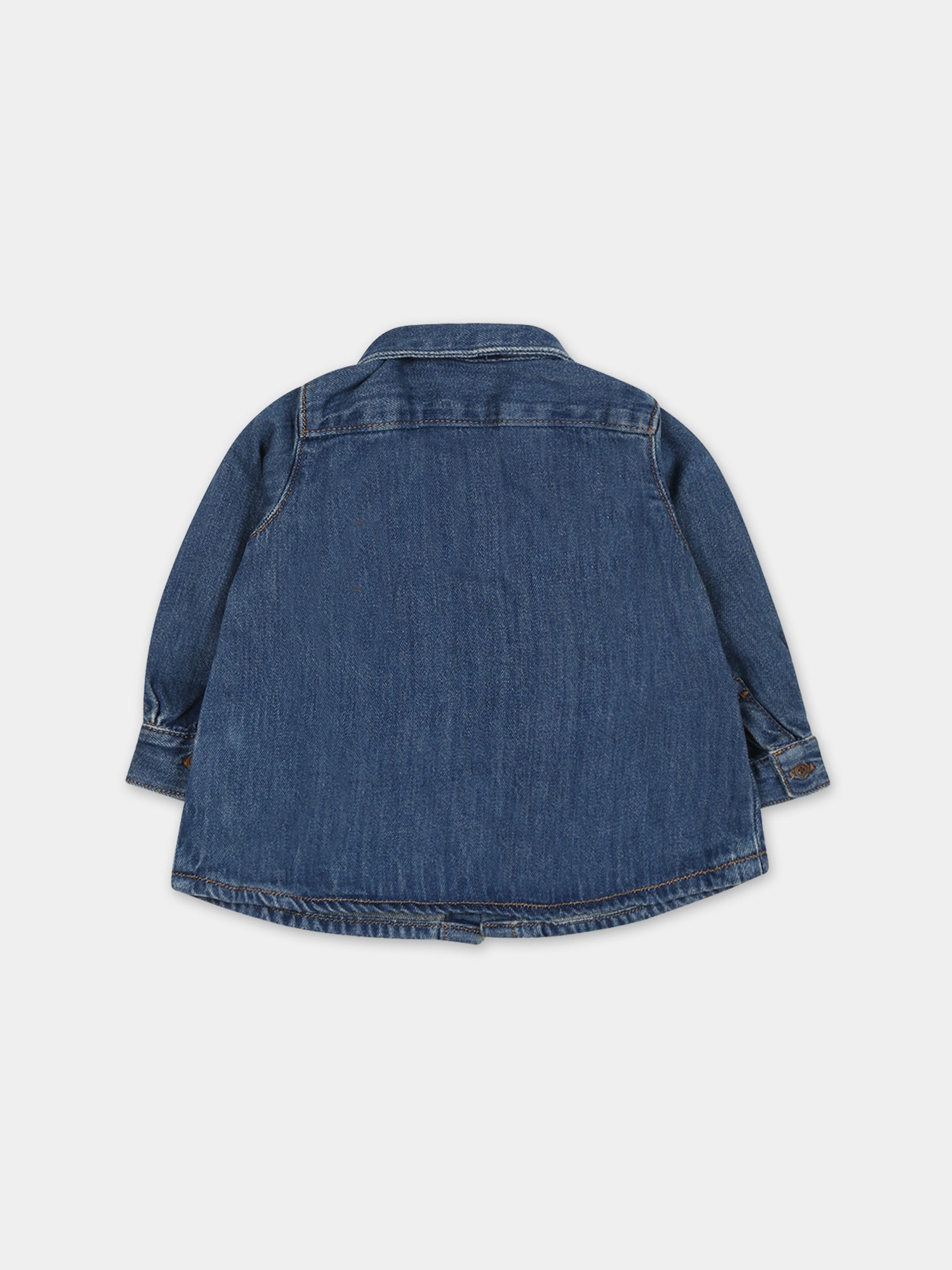 Camicia blu per neonato con logo,Bonpoint,W03YSHW00002 017