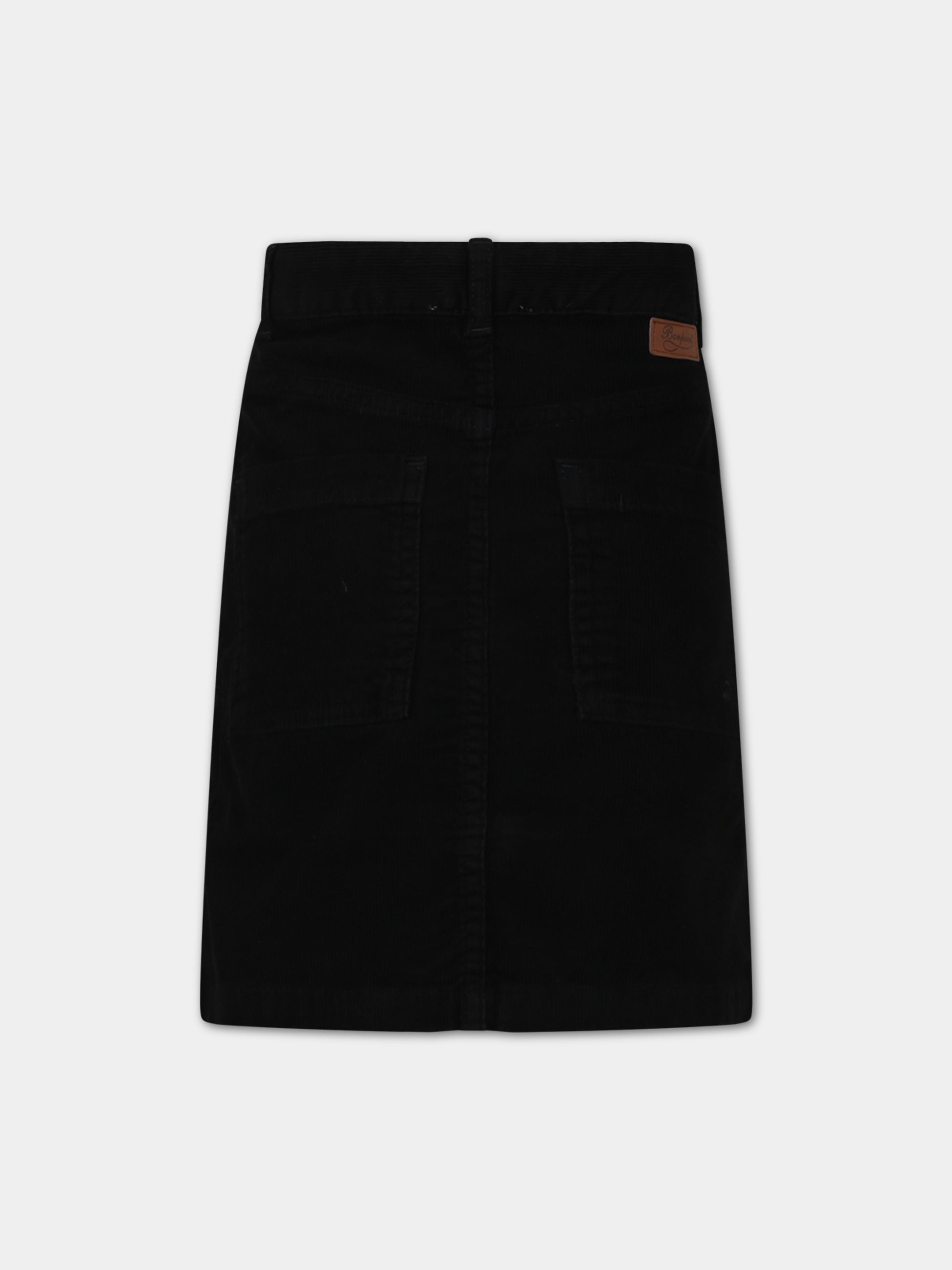 Gonna casual nera per bambina,Bonpoint,W03GSKW00007 099