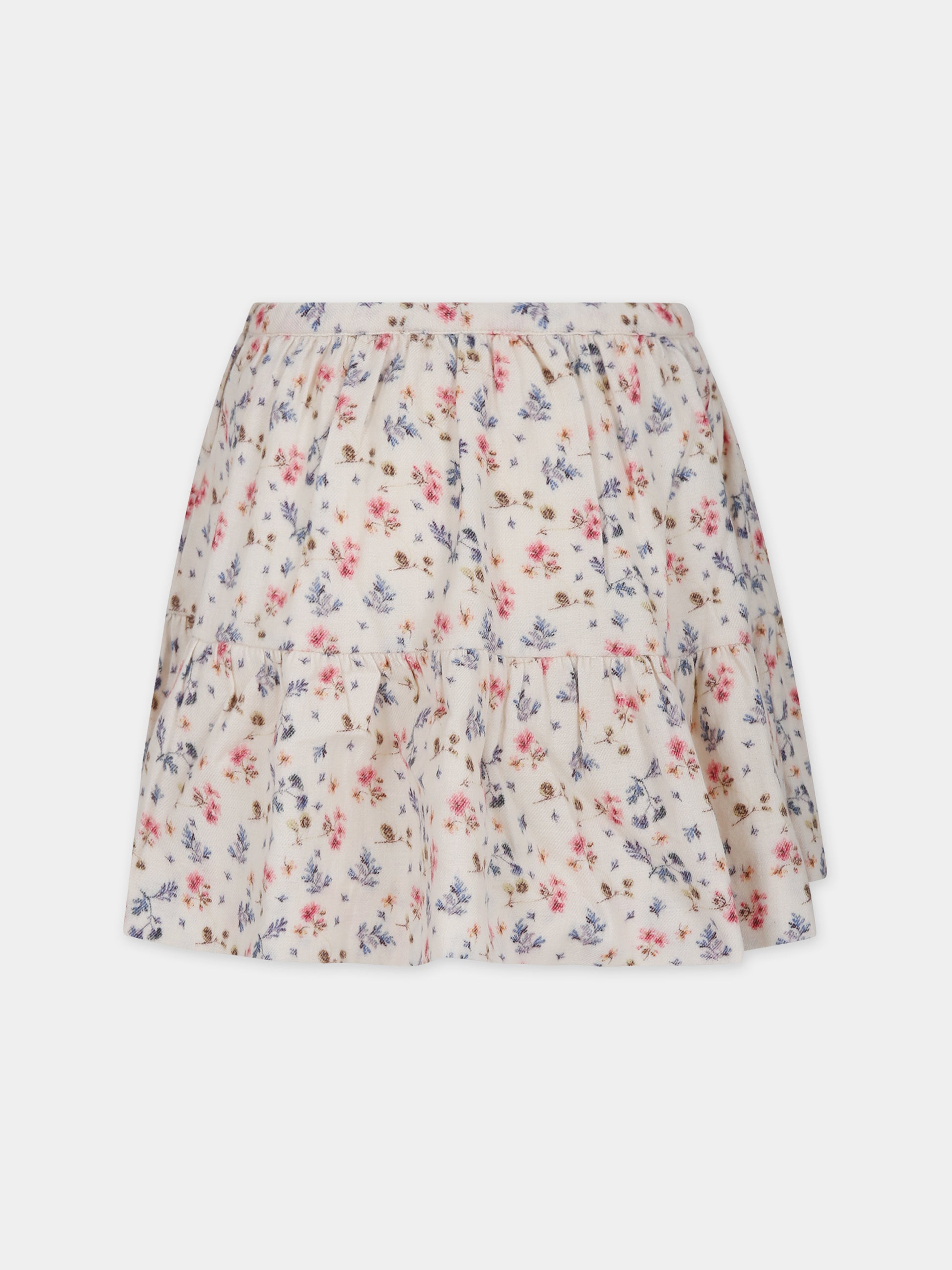 Gonna casual rosa con stampa floreale,Bonpoint,W03GSKW00025 522C