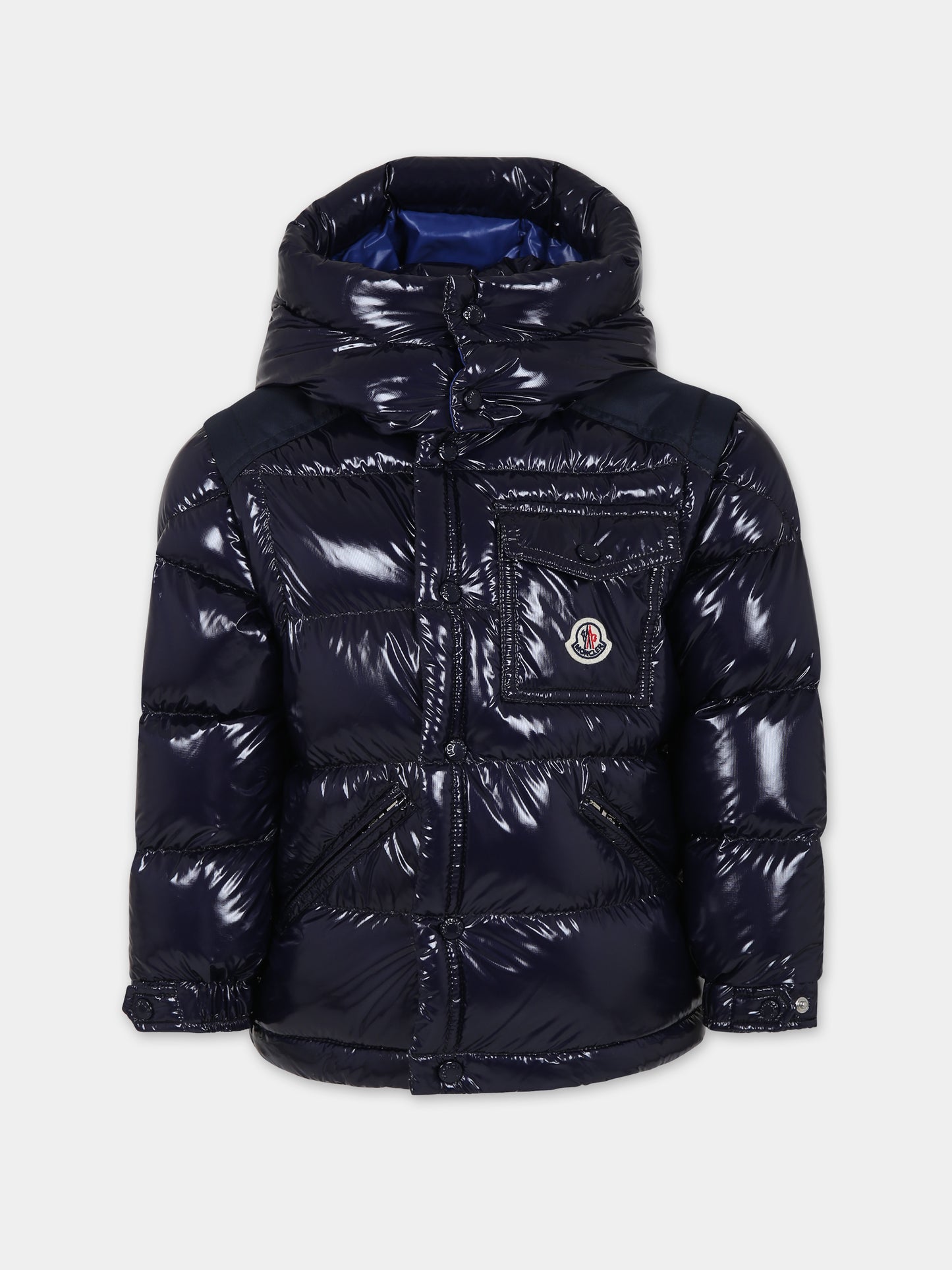 Piumino Karakorum blu per bambino con logo,Moncler Kids,954 1A00113 59607 7A9