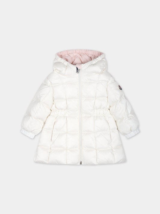 Piumino Anya bianco per neonata con logo,Moncler Kids,951 1C00004 595FE 034