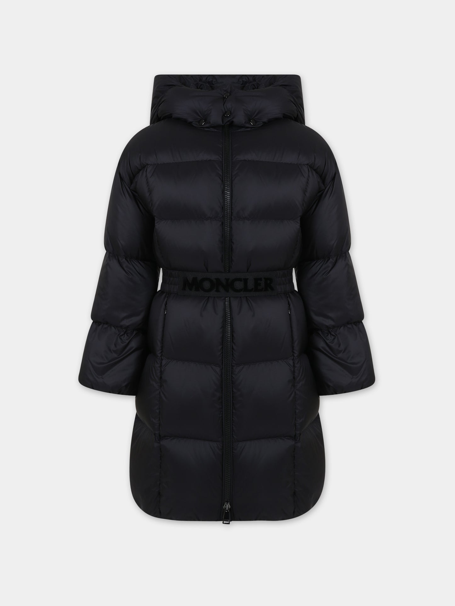 Piumino lungo Caille nero per bambina con logo,Moncler Kids,954 1C00020 595FE 999