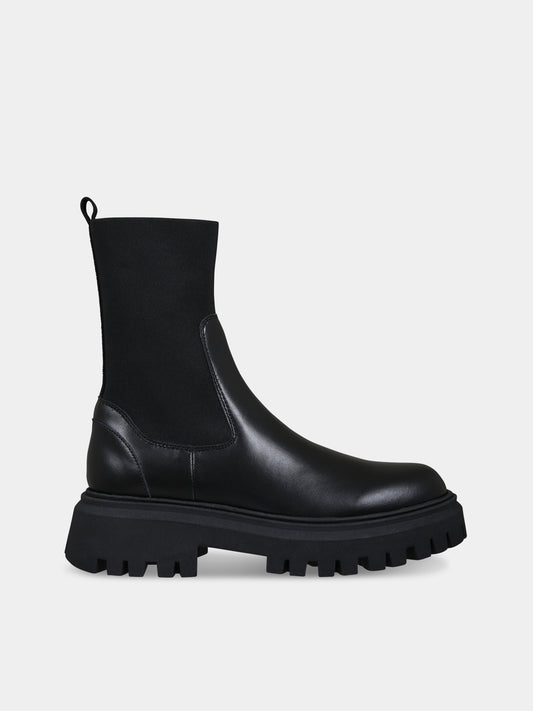 Stivali neri per bambina con logo,Moncler Kids,954 4F00030 M2302 999