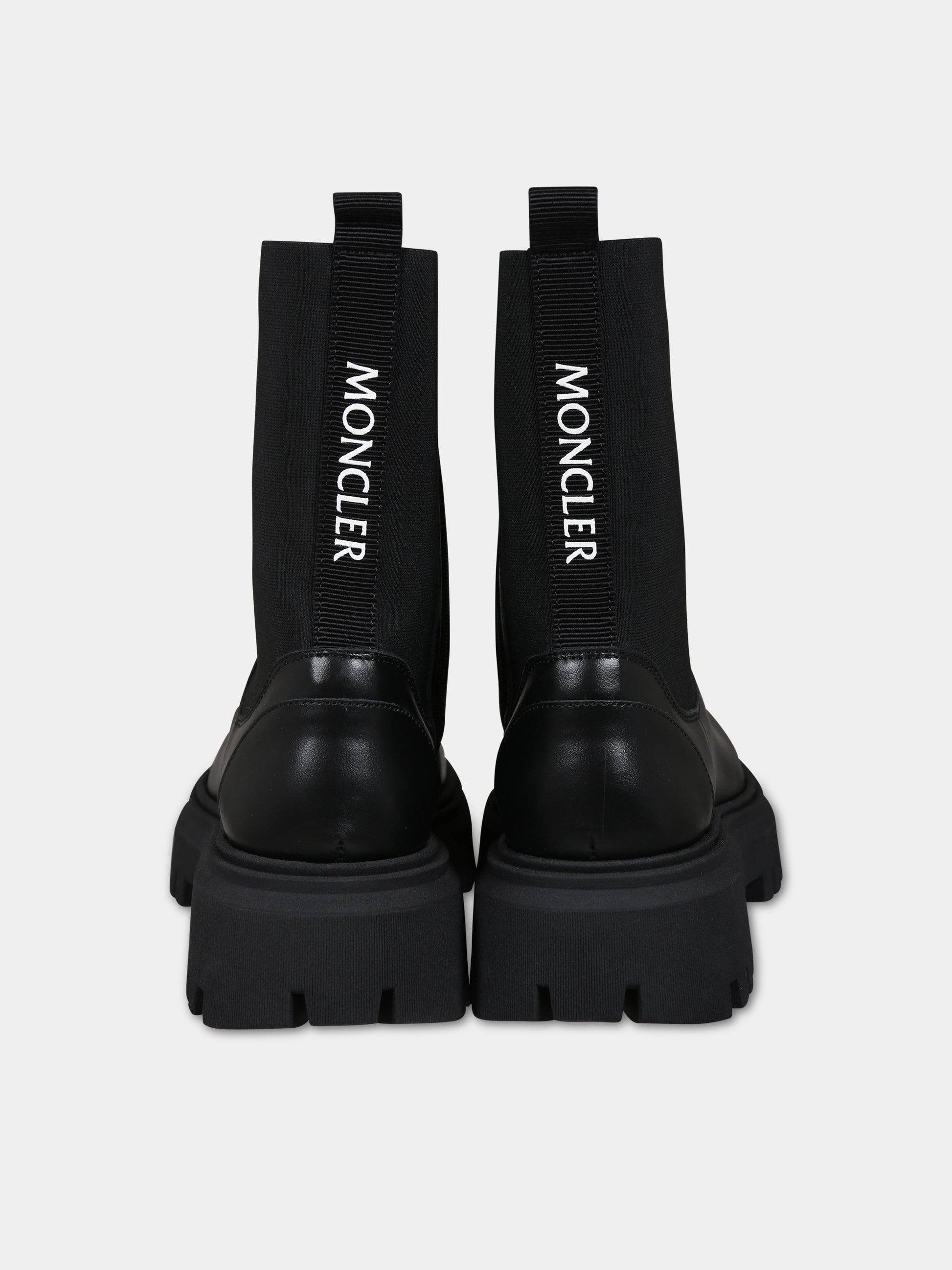 Stivali neri per bambina con logo,Moncler Kids,954 4F00030 M2302 999