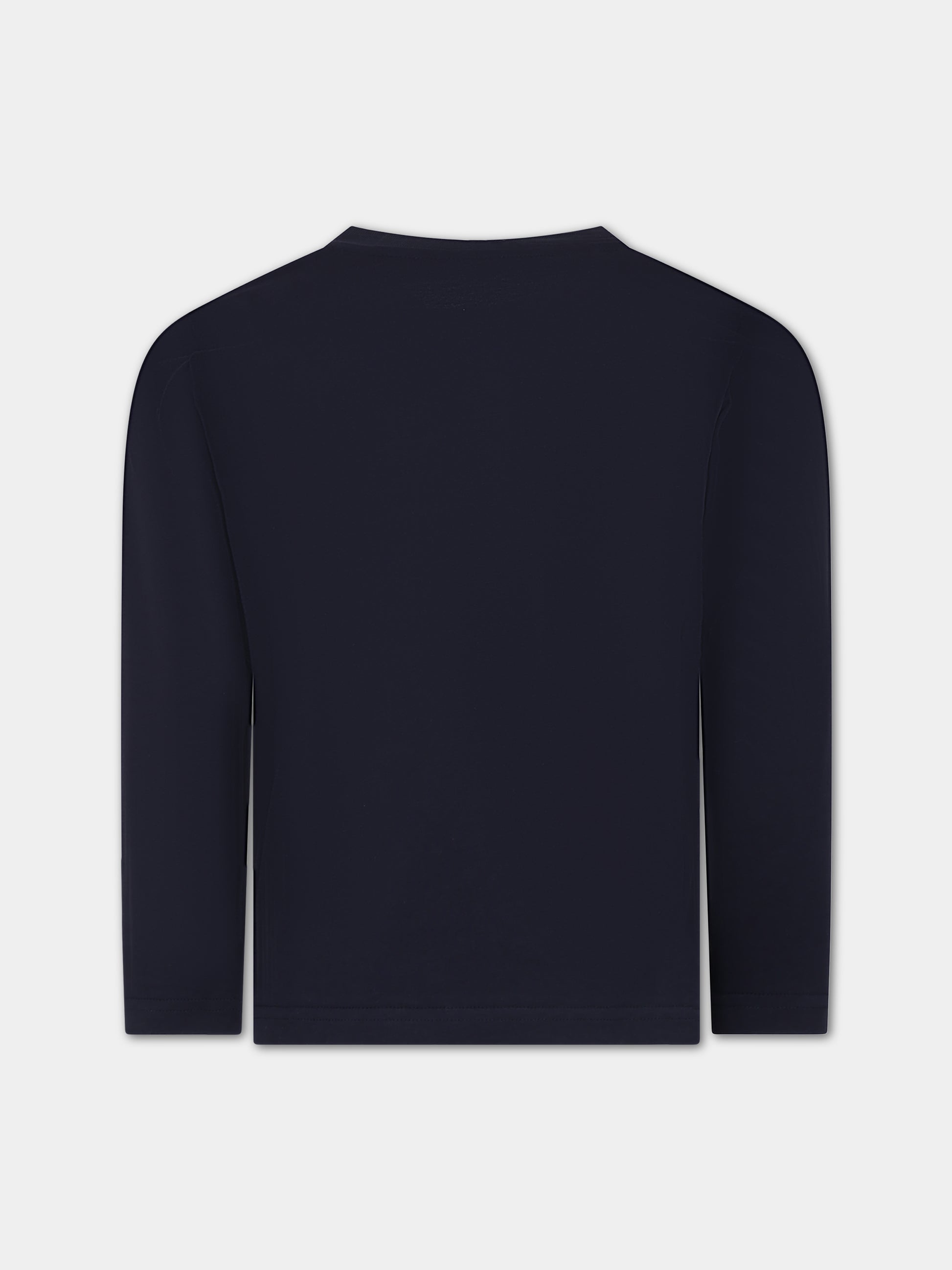 T-shirt blu per bambini con logo,Moncler Kids,954 8D00006 83907 778