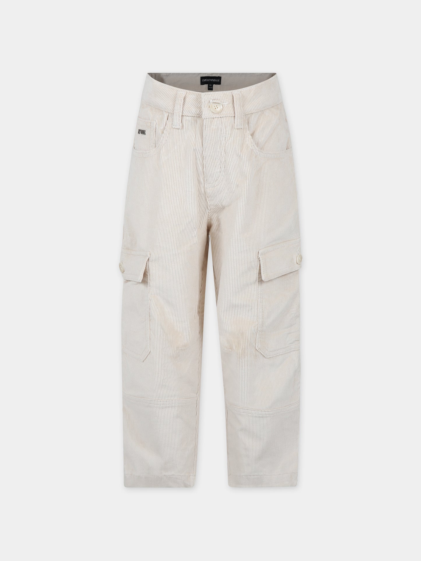 Pantaloni avorio per bambino con aquilotto,Armani Junior,6R4JJA 3N5RZ 0304