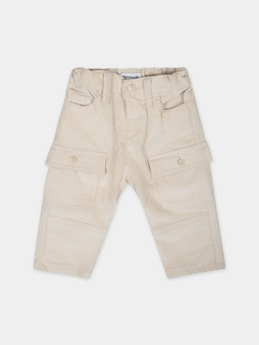 Pantaloni avorio per neonato con aquilotto,Armani Junior,6RHJJA 3N5RZ 0304