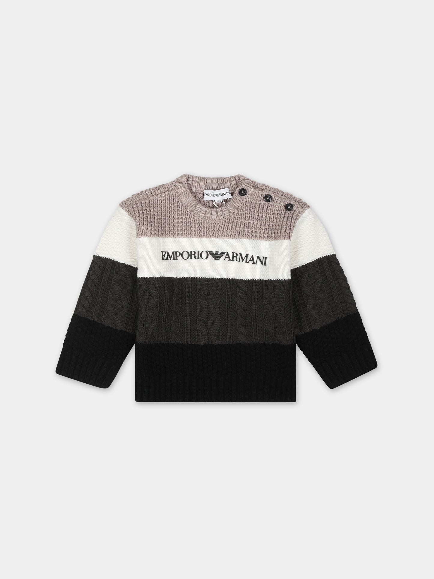 Maglione multicolor per neonato con aquilotto e logo,Armani Junior,6RHM59 4MHEZ F129
