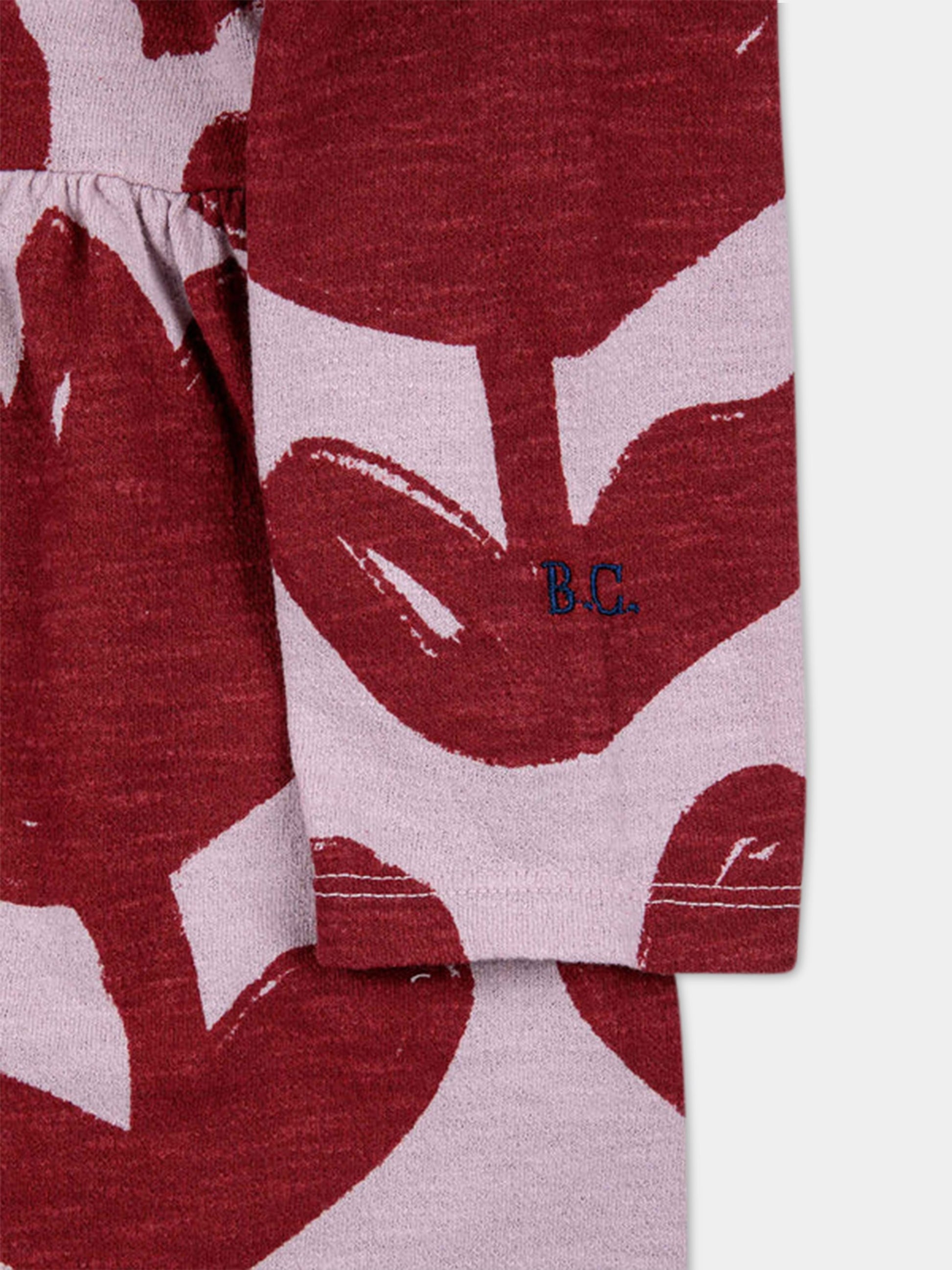 Vestito rosa per bambina con fiori all-over,Bobo Choses,223AC103