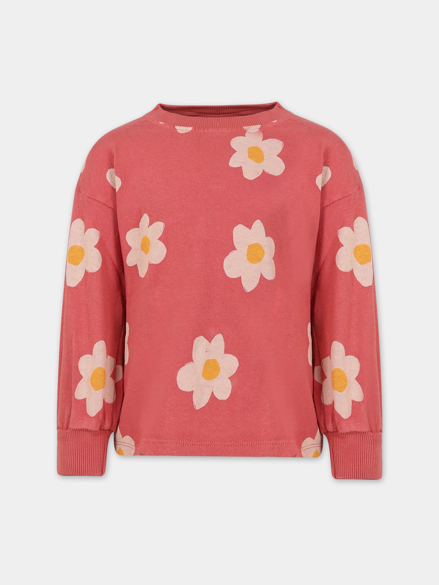 Felpa rosa per bambina con stampa fiori,Bobo Choses,223AC044