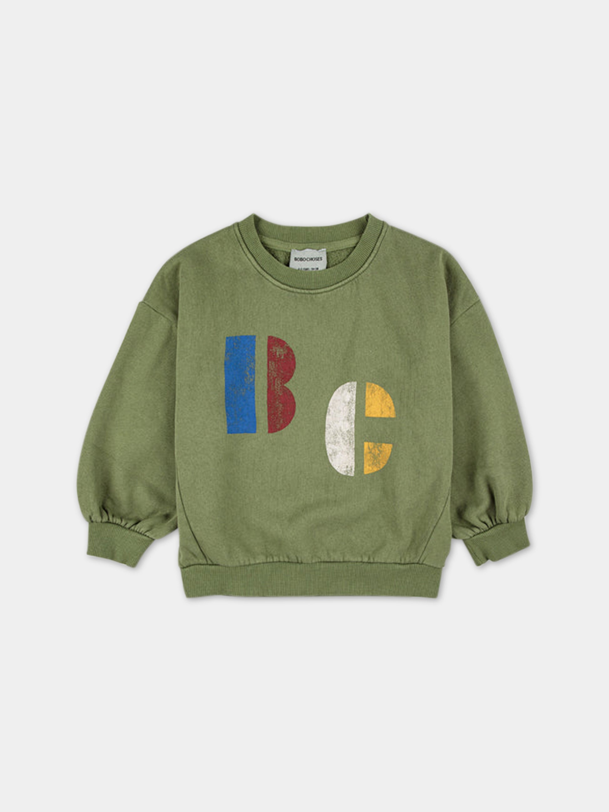 Felpa verde per bambino con stampa logo,Bobo Choses,223AC029