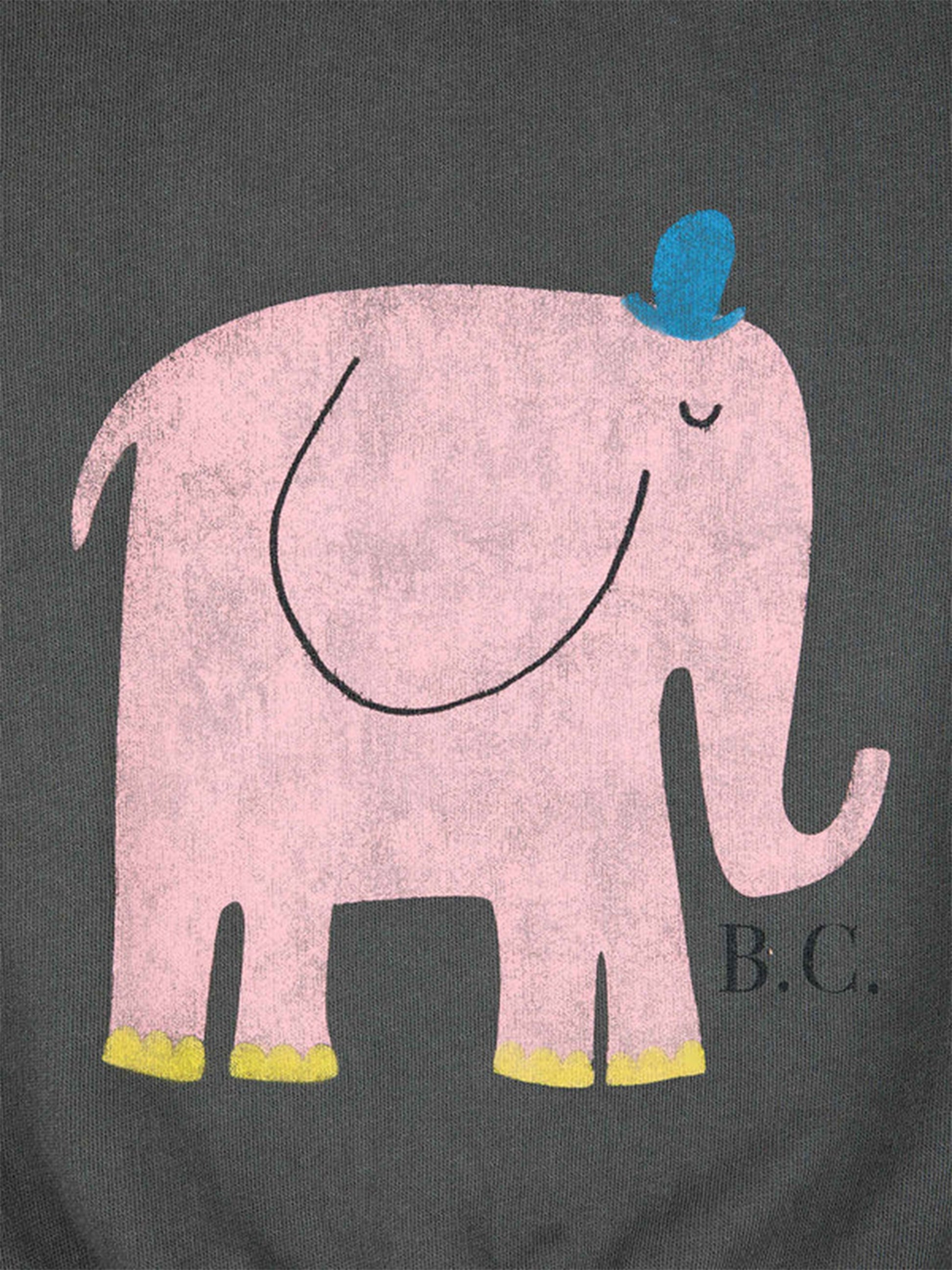 Felpa grigia per bambina con stampa elefante e logo,Bobo Choses,223AC032