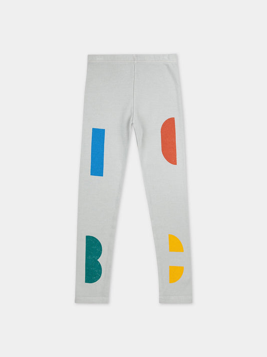 Leggings grigi per bambina con stampa multicolor,Bobo Choses,223AC058