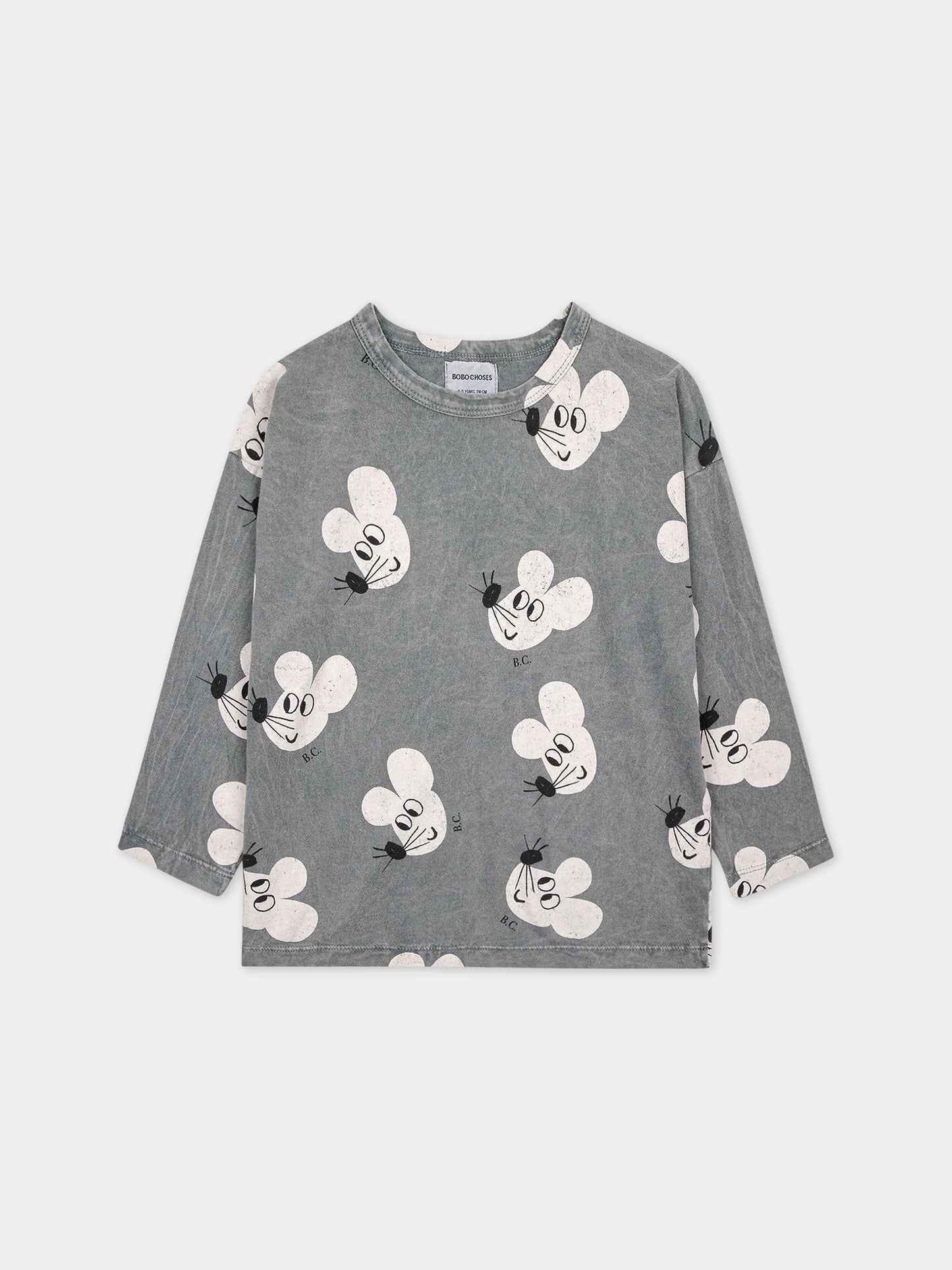 T-shirt grigia per bambino con stampa topolini,Bobo Choses,223AC016