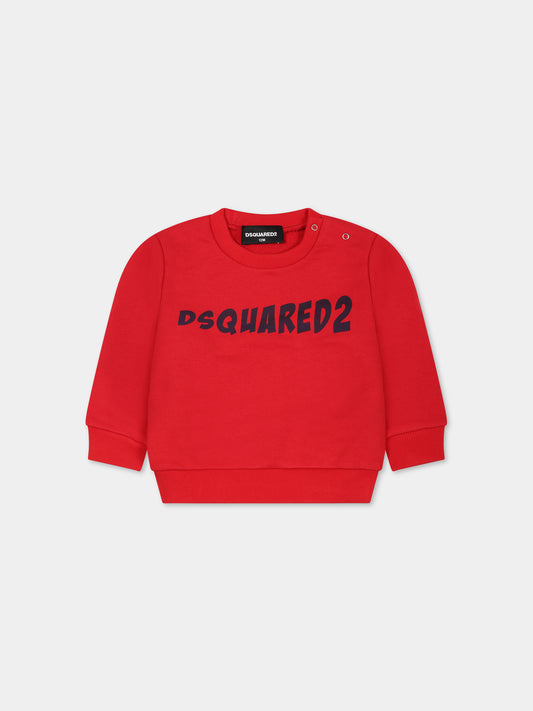 Felpa rossa per neonato con logo,Dsquared2,DQ1796 D003G DQ411