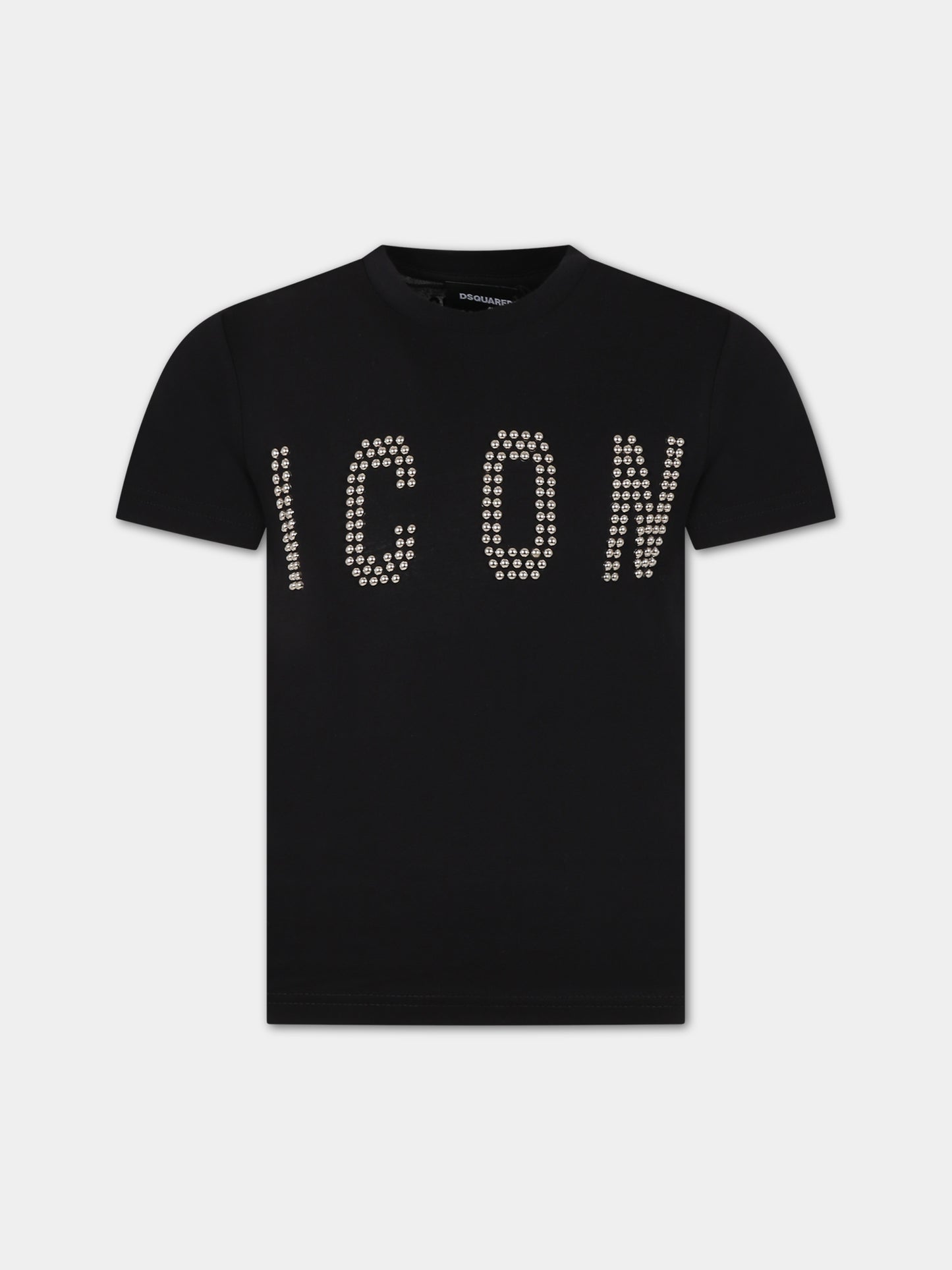 T-shirt nera per bambini con scritta,Dsquared2,DQ2037 D0A2E DQ900