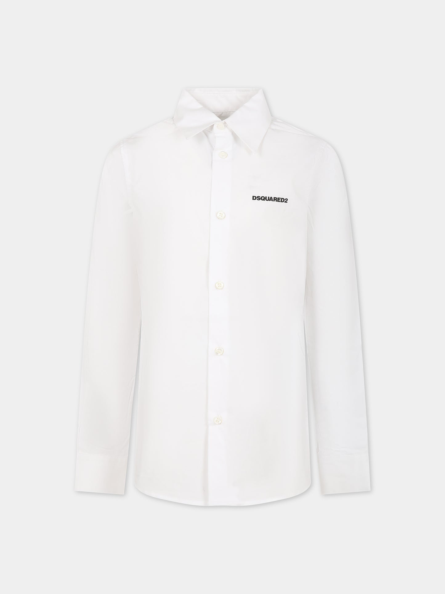 Camicia bianca per bambino con logo,Dsquared2,DQ1553 D007D DQ100