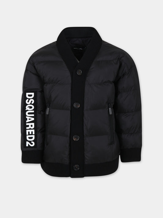 Piumino nero per bambino con logo,Dsquared2,DQ1931 D0A4X DQ900