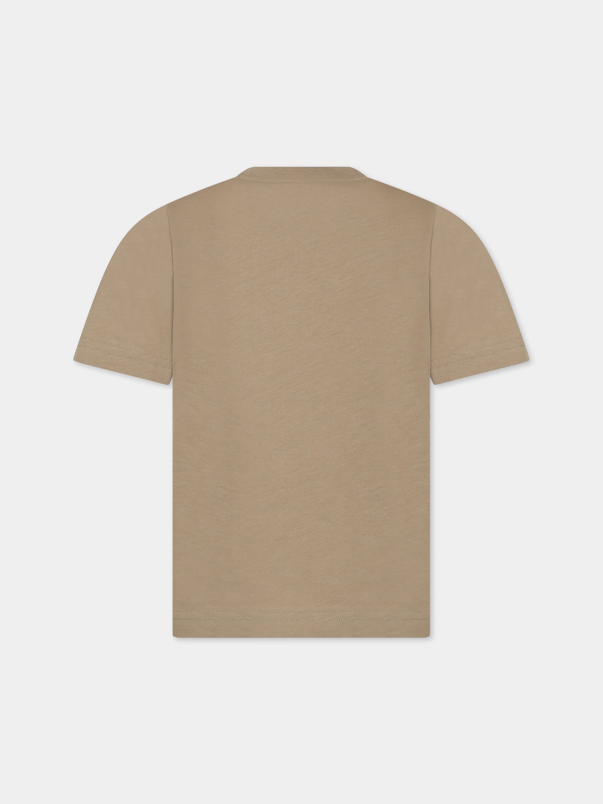 T-shirt beige per bambino con logo,Dsquared2,DQ1976 D00MV DQ716