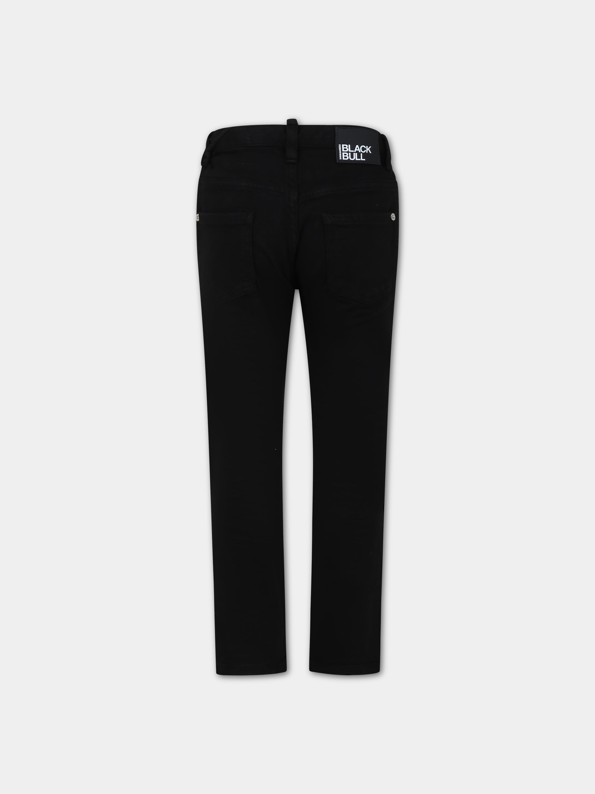 Jeans neri per bambino con patch logato,Dsquared2,DQ2060 D0A4E DQ900