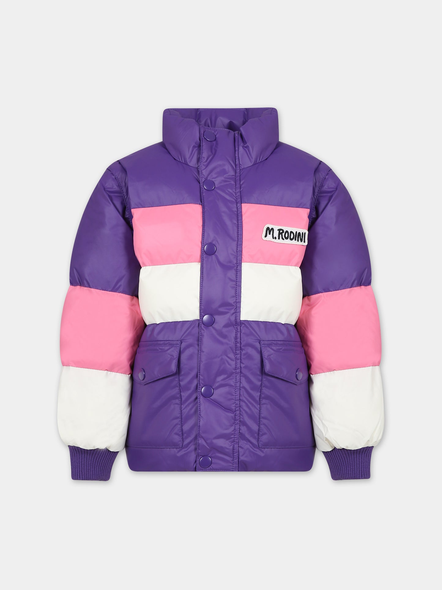 Piumino viola per bambina con logo,Mini Rodini,2371010345