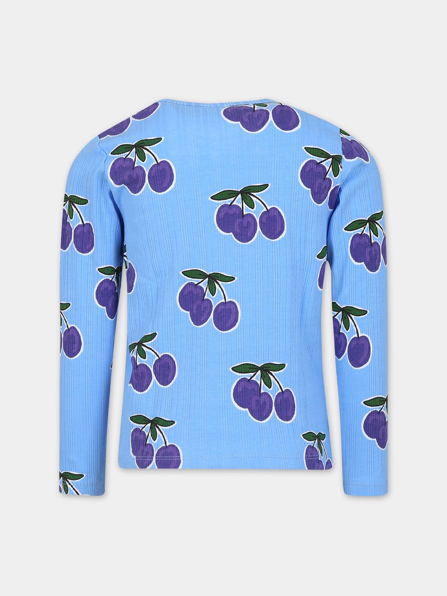 T-shirt azzurra per bambina con stampa prugne,Mini Rodini,2372018760