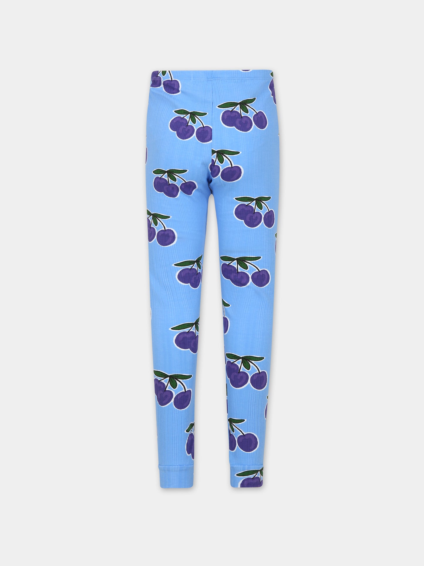 Leggings azzurri per bambina con stampa prugne,Mini Rodini,2373014960