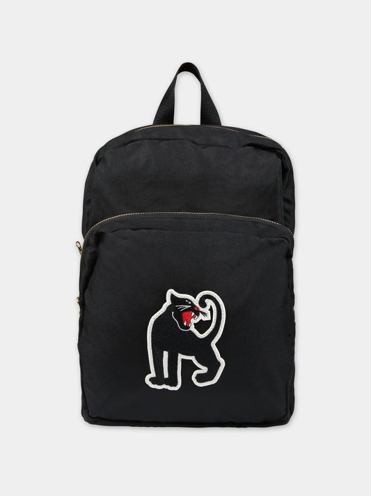 Zaino nero per bambini con pantera,Mini Rodini,1100012099