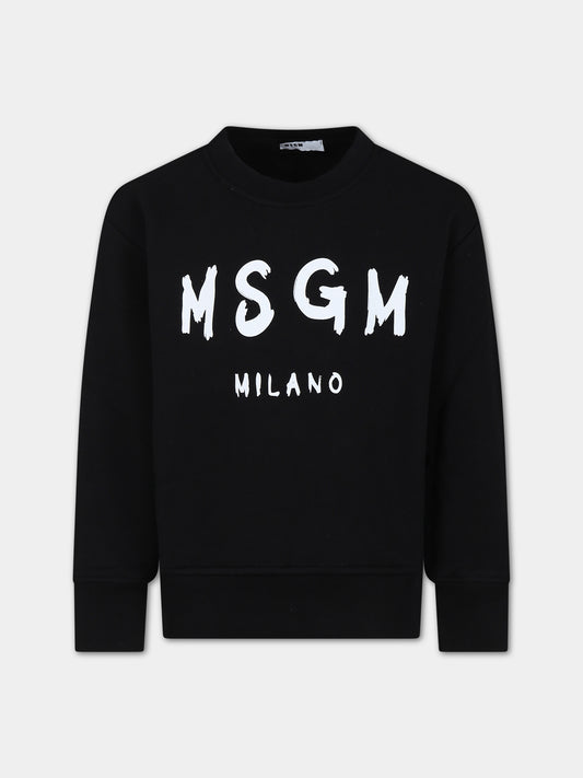 Felpa nera per bambini con logo,Msgm Kids,F3MSJUSW022 110