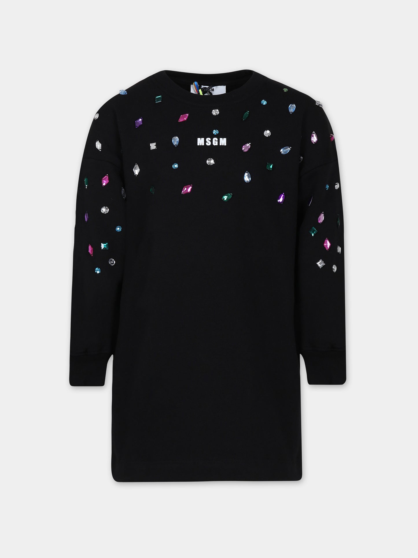 Vestito nero per bambina con logo,Msgm Kids,F3MSJGDR088 110