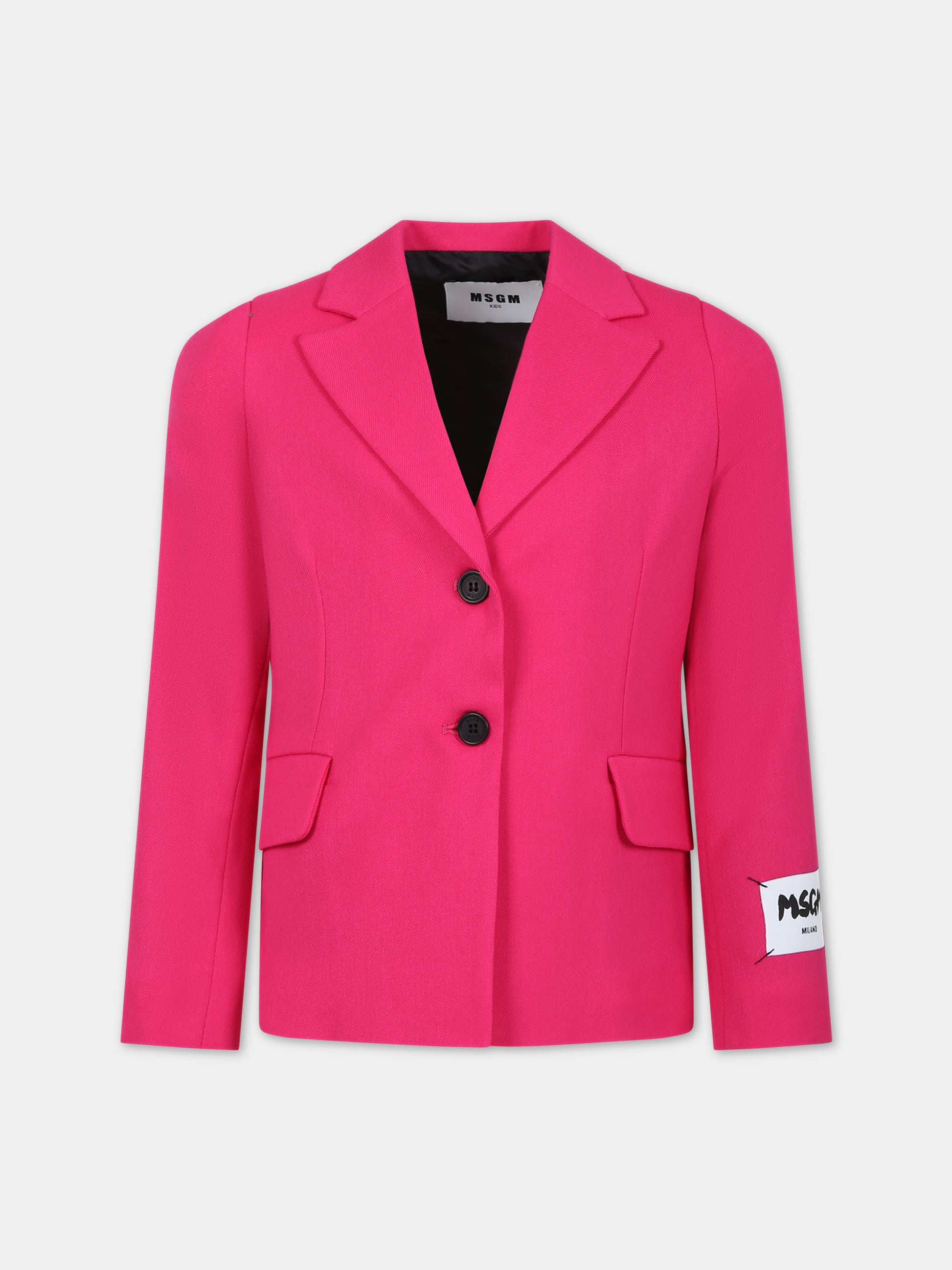 Giacca fucsia per bambina con logo,Msgm Kids,F3MSJGJK098 044