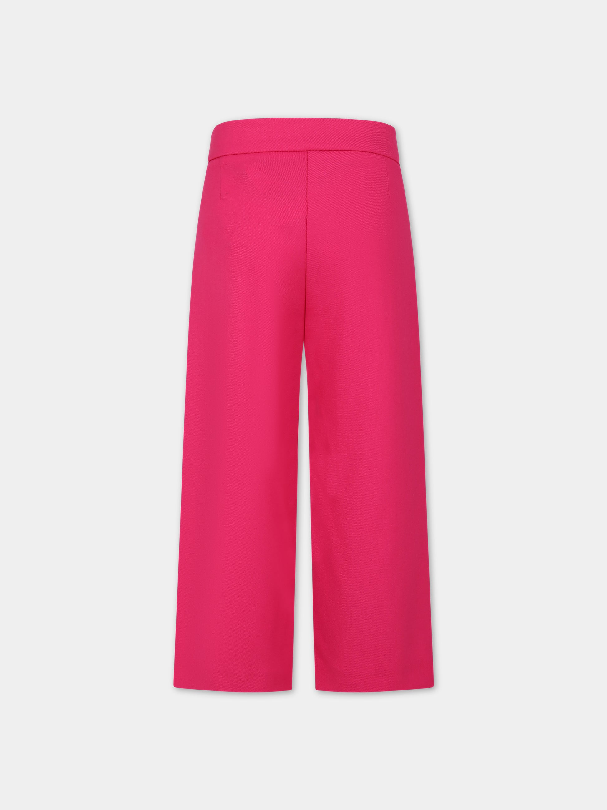 Pantaloni fucsia per bambina con logo,Msgm Kids,F3MSJGPA096 044