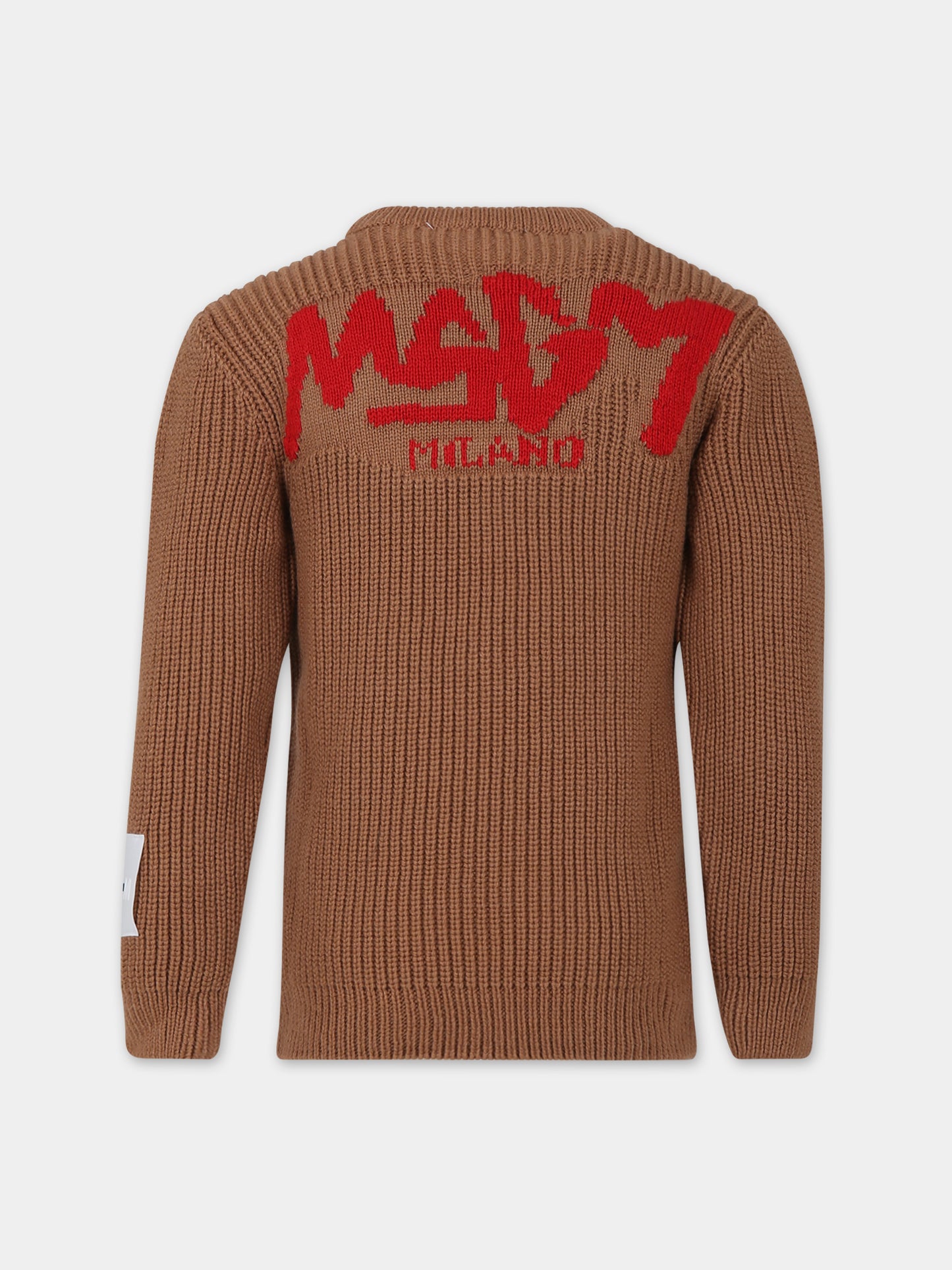 Maglione marrone per bambino con logo,Msgm Kids,F3MSJBJP128 924