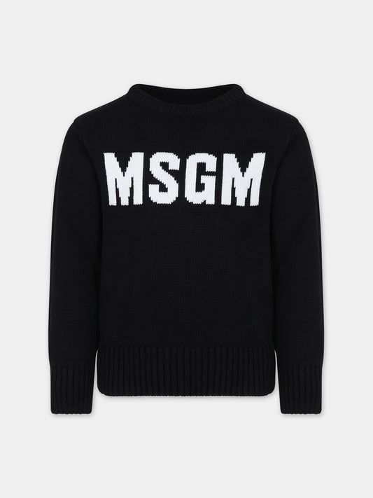 Maglione nero per bambini con logo,Msgm Kids,F3MSJUJP153 110