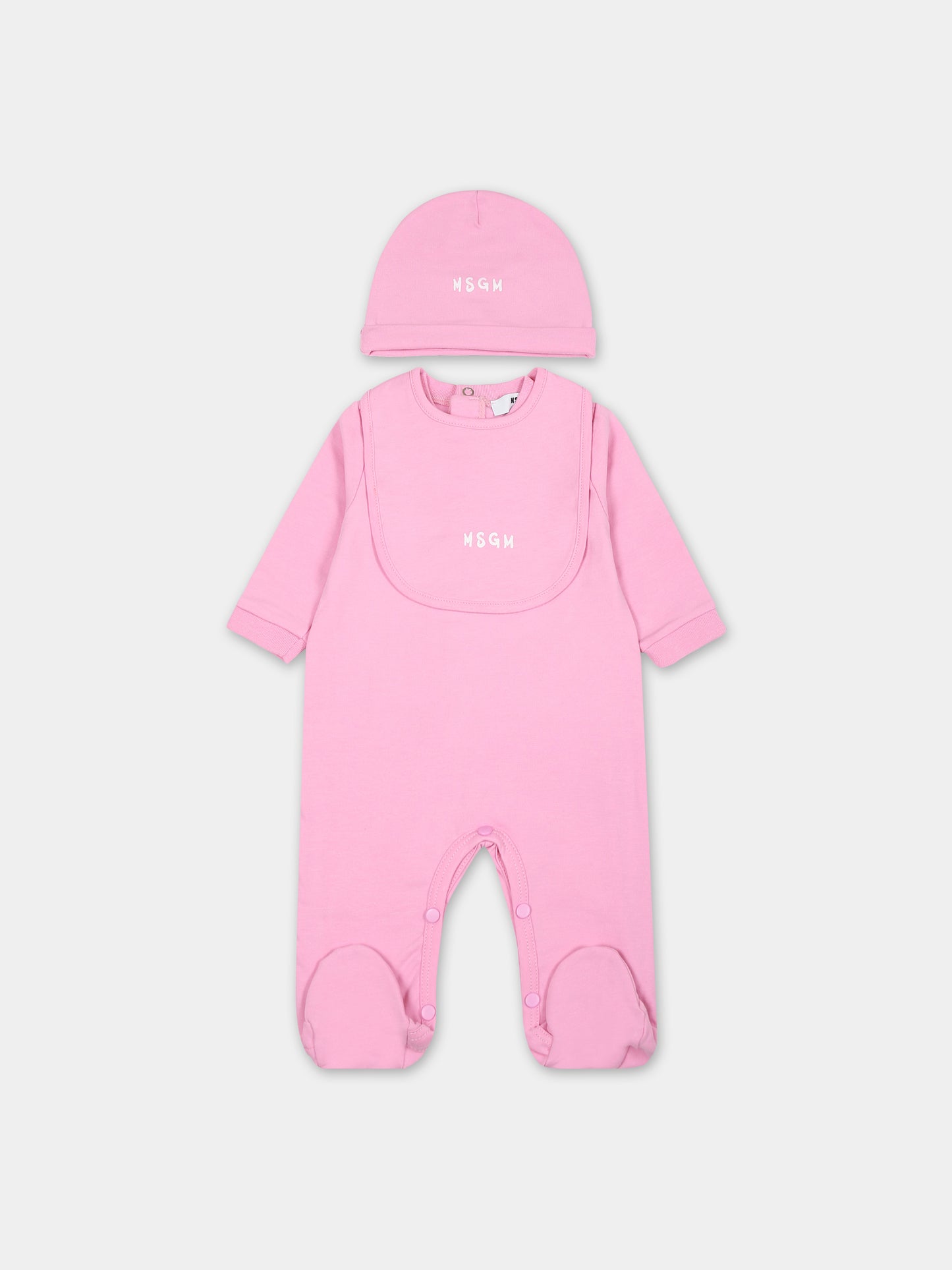 Set rosa per neonata con logo,Msgm Kids,F3MSUBRS035 042