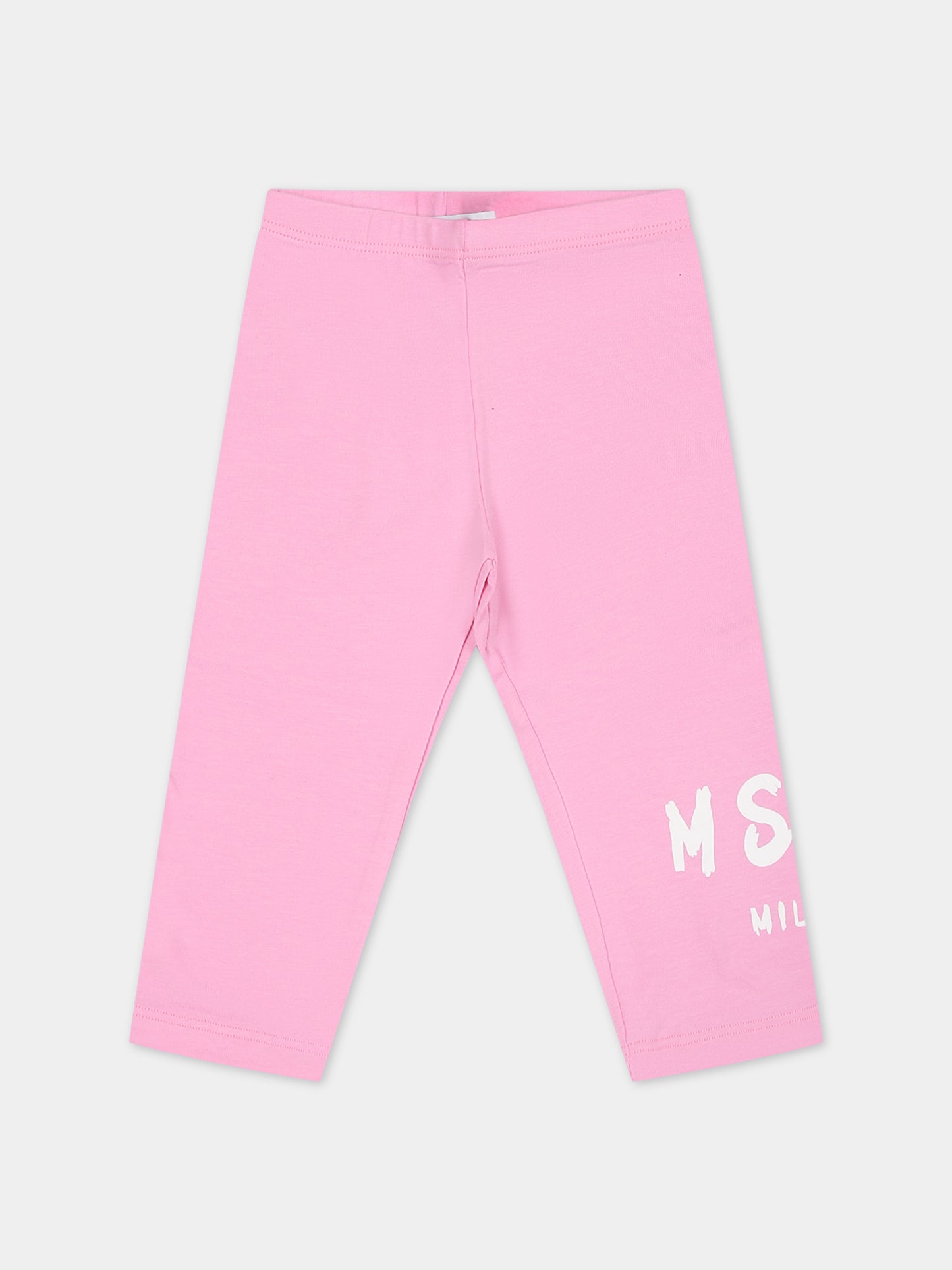 Leggings rosa per neonata con logo,Msgm Kids,F3MSNGLG039 042